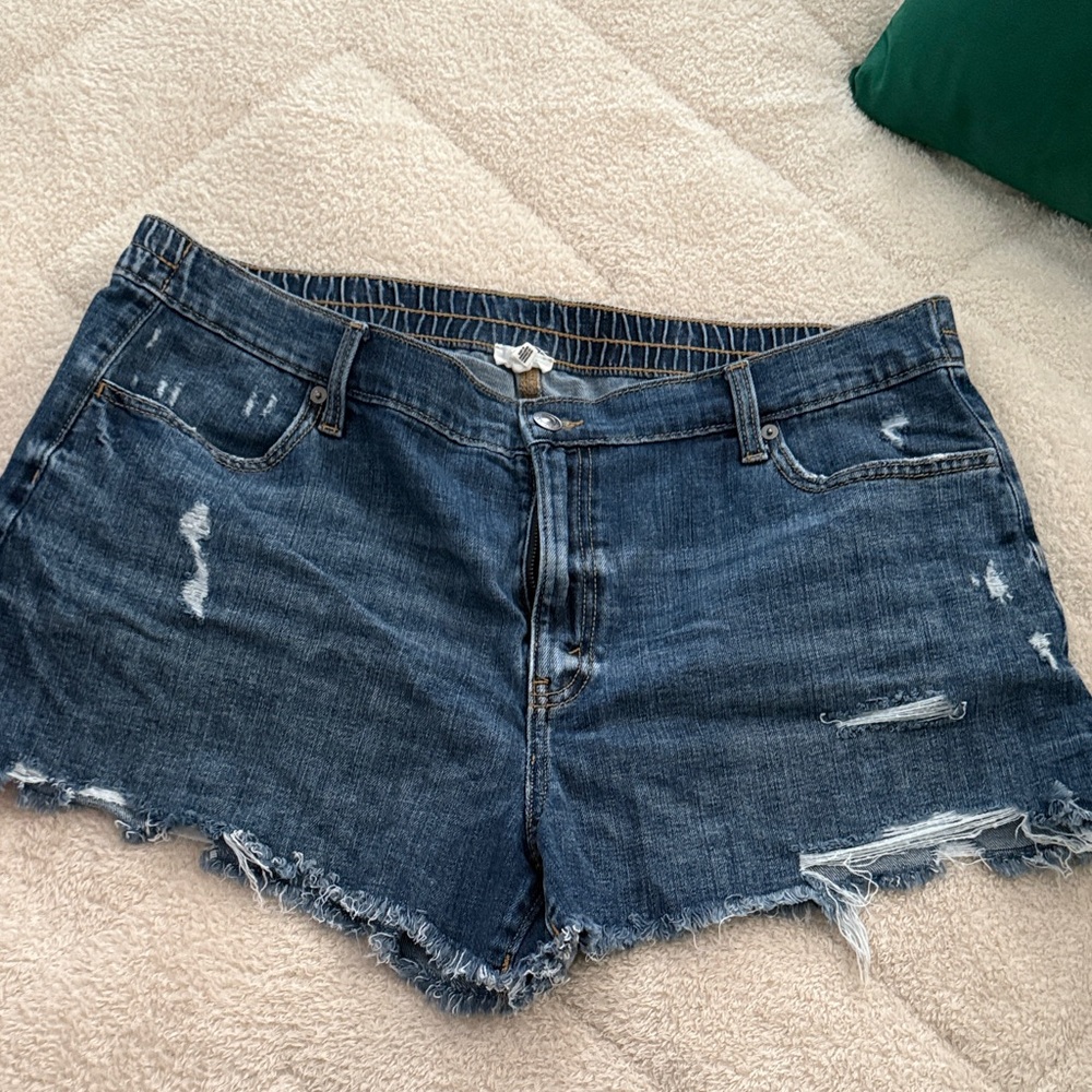Aerie Dark Blue Distressed Jean Shorts